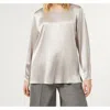 Marina Rinaldi Plus Ottelia Silk Shirt In Neutral