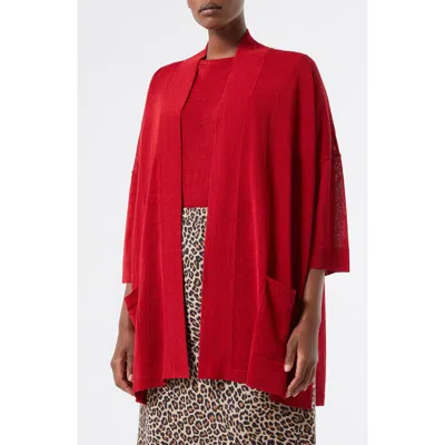 Marina Rinaldi Padana Elbow-sleeve Linen Blend Cardigan In Red