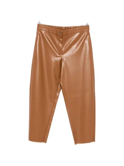 Marina Rinaldi Pagina Elasticated-waistband Cropped Trousers In Brown