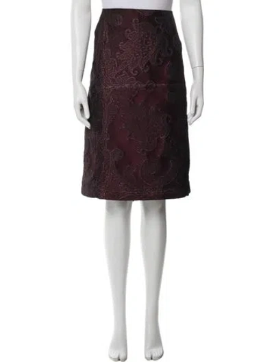 Pre-owned Marina Rinaldi Paisley Print Knee-length Skirt In Burgundy