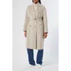 Marina Rinaldi Palio Double Breasted Stretch Virgin Wool Coat In Neutral