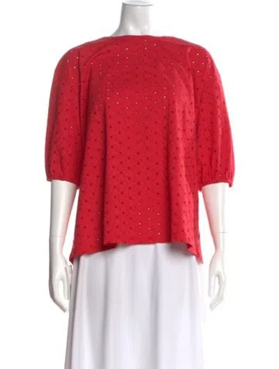 Pre-owned Marina Rinaldi Patterned Crew Neck Top In Red