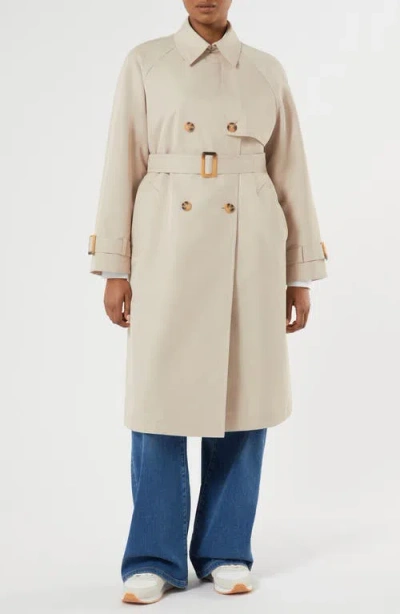 Marina Rinaldi Patto Water Repellent Cotton Blend Trench Coat In Neutral