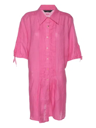 Pre-owned Marina Rinaldi Pintuck Mini Dress In Pink