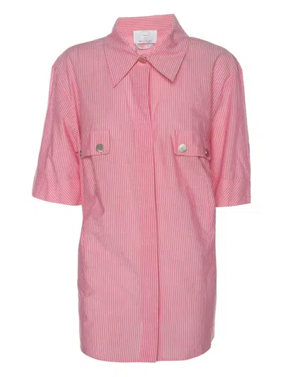 Pre-owned Marina Rinaldi Striped-pattern Button Shirt In Pink