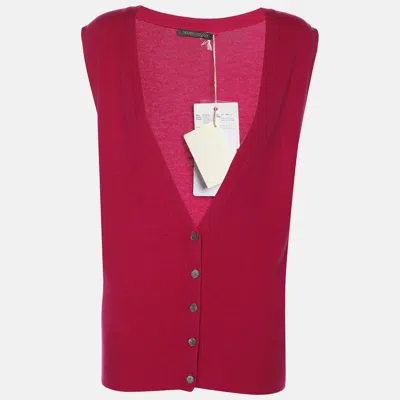 Marina Rinaldi Pink Cashmere Knit Waistcoat In Red