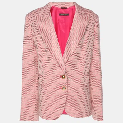 Marina Rinaldi Pink Jacquard Check Pattern Single Breasted Blazer