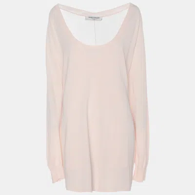 Pre-owned Marina Rinaldi Pink Stretch Knit V Neck Sweater Set Xl