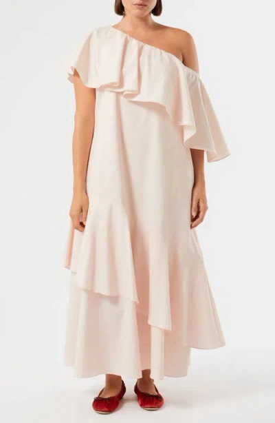 Marina Rinaldi Pioppo Ruffle One-shoulder Maxi Dress In Pink
