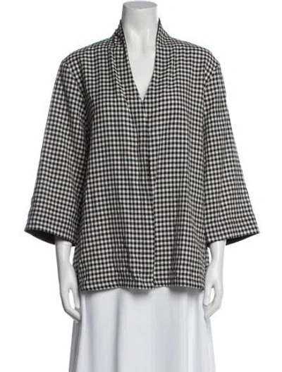 Pre-owned Marina Rinaldi Plaid Print Blazer In Black