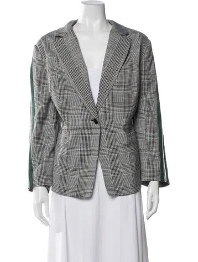 Pre-owned Marina Rinaldi Plaid Print Blazer In Black