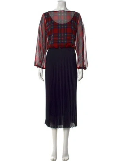 Pre-owned Marina Rinaldi Plaid Print Midi Length Dress In Multi