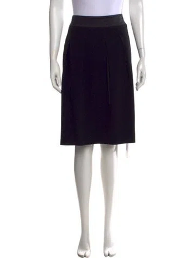Pre-owned Marina Rinaldi Pleated Accents Midi Length Skirt In Black