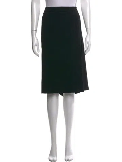 Pre-owned Marina Rinaldi Pleated Accents Midi Length Skirt In Black