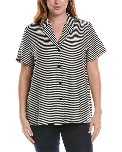 Marina Rinaldi Plus Barre Linen-blend Shirt In Black