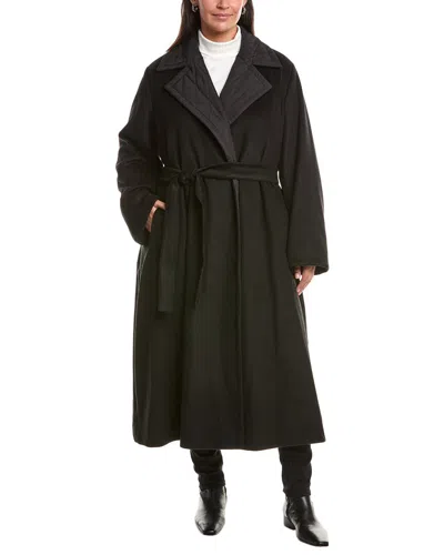 Marina Rinaldi Plus Capanna Reversible Wool Coat In Black