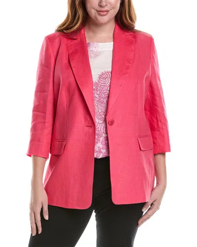 Marina Rinaldi Plus Caterina Linen Blazer In Pink