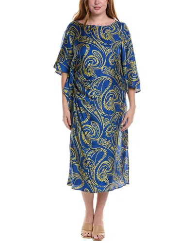 Marina Rinaldi Plus Deciso Silk Midi Dress In Blue