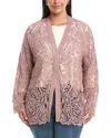 Marina Rinaldi Plus Fonte Wool-blend Cardigan In Pink