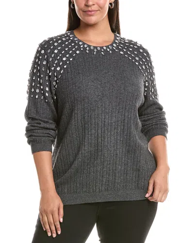 Marina Rinaldi Plus Size Giotto Crystal-embellished Sweater In Dark Grey