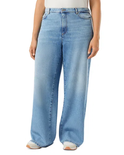 Marina Rinaldi Plus High Rise Denim Pants In Navy In Blue