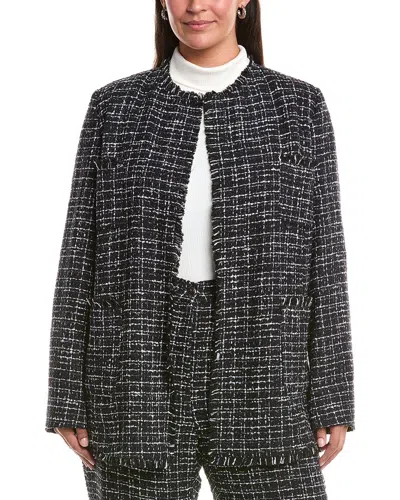 Marina Rinaldi Plus Size Mora Fringe-trim Tweed Jacket In Midnight Blue