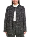 Marina Rinaldi Plus Size Mora Fringe-trim Tweed Jacket In Black