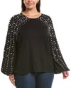 Marina Rinaldi Nelson Imitation Pearl Embellished Bracelet Sleeve Sweater In Black