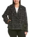 Marina Rinaldi Plus Size Saggina Double-breasted Tweed Jacket In Black