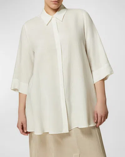 Marina Rinaldi Plus Size Afone Linen Button-down Shirt In White