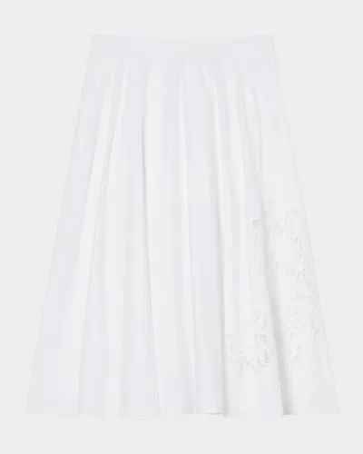 Marina Rinaldi Cremona Embroidered Cotton Midi Skirt In Optical White