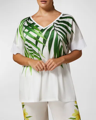 MARINA RINALDI PLUS SIZE EDAM TROPICAL-PRINT JERSEY T-SHIRT