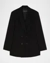 Marina Rinaldi Fox Double Breasted Jacket In Black