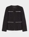 Marina Rinaldi Fungo Metallic Tweed Jacket In Black