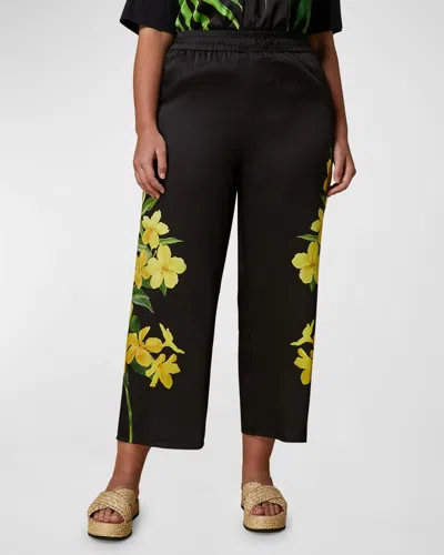 MARINA RINALDI PLUS SIZE GERSA FLORAL-PRINT TWILL TROUSERS