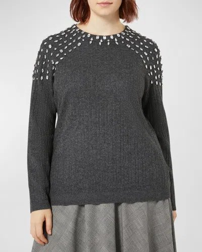 MARINA RINALDI PLUS SIZE GIOTTO CRYSTAL-EMBELLISHED SWEATER