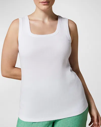 Marina Rinaldi Plus Size Giudy Ribbed Scoop-neck Jersey Top In White