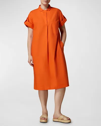 Marina Rinaldi Grazia Cotton Poplin Shirtress In Tangerine
