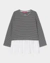 Marina Rinaldi Liuti Stripe Poplin Hem Sweatshirt In Navy