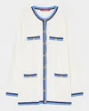 Shop Marina Rinaldi Plus Size Melk Striped-trim Cardigan In Ivory