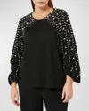 Marina Rinaldi Nelson Imitation Pearl Embellished Bracelet Sleeve Sweater In Black