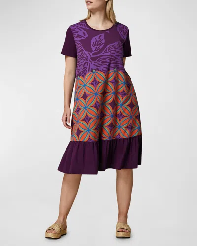 Marina Rinaldi Piroga Print Jersey Dress In Lilac