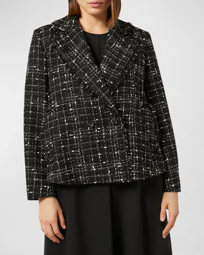 Marina Rinaldi Plus Size Saggina Double-breasted Tweed Jacket In Black Check