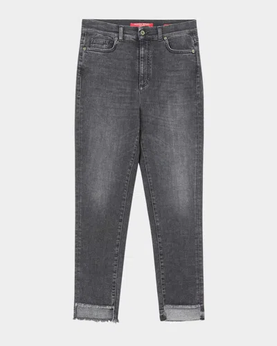 Marina Rinaldi Santos Frayed Step Hem Ankle Skinny Jeans In Black