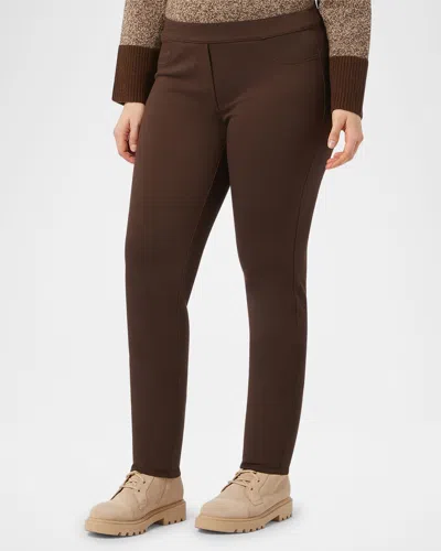 Marina Rinaldi Plus Size Sublime Skinny Twill Jersey Trousers In Brown