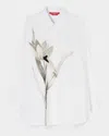 Marina Rinaldi Tartufo Placed Embroidery Cotton Button-up Shirt In Optical White
