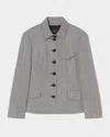 Marina Rinaldi Teglia Houndstooth Virgin Wool Twill Jacket In Black White