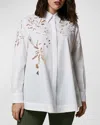 MARINA RINALDI PLUS SIZE TEOREMA FLORAL-EMBROIDERED SHIRT