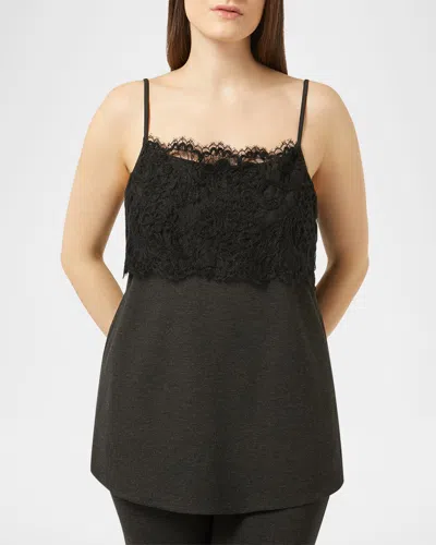 MARINA RINALDI PLUS SIZE VOLTO SLEEVELESS LACE OVERLAY BLOUSE