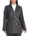 Marina Rinaldi Plus Talpa Wool & Silk-blend Blazer In Gray
